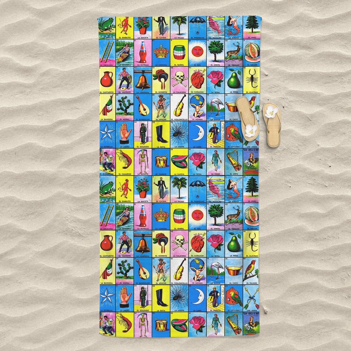 Traditional Lotería - Beach Towel