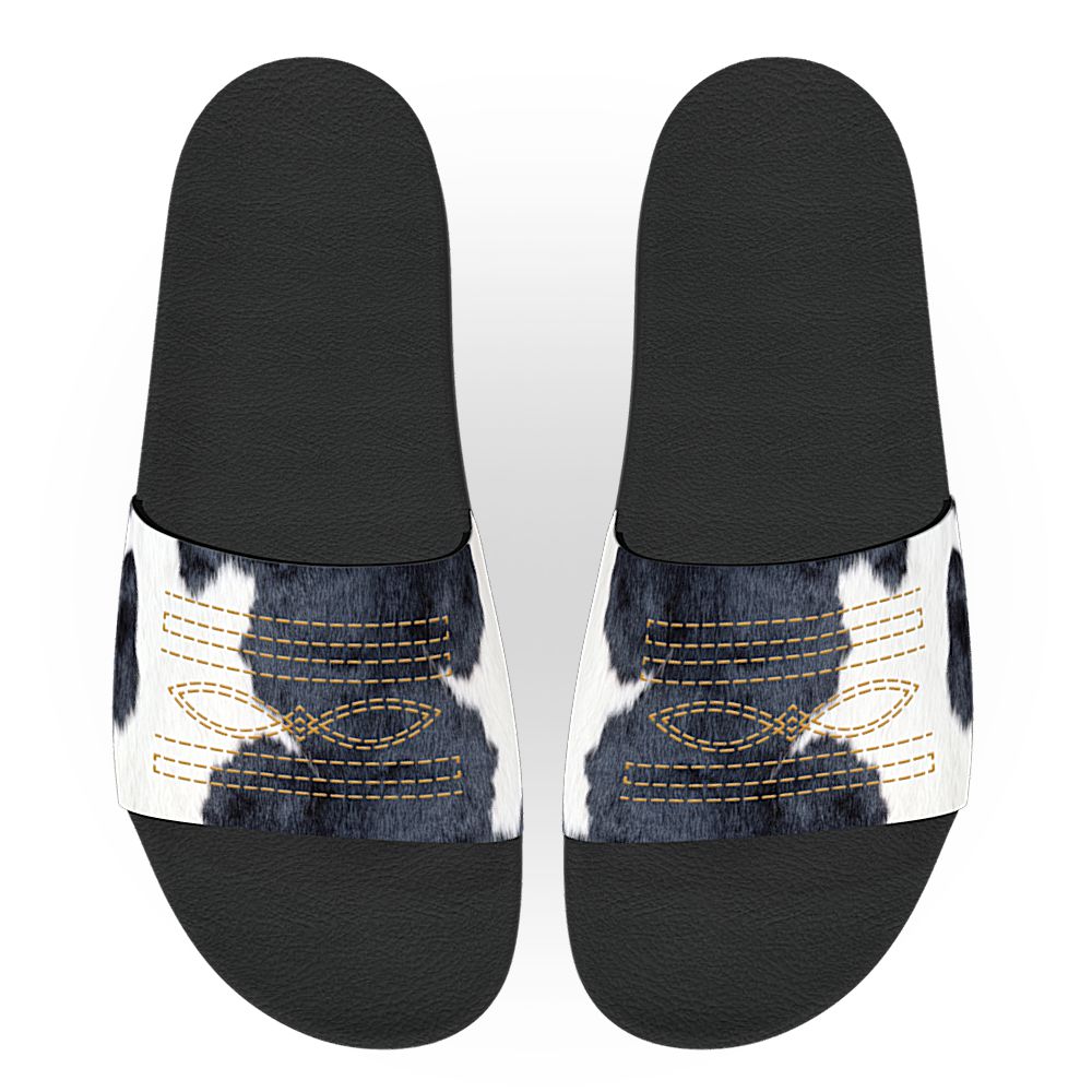 Vaquero Bota Chancla (Black & White) - Unisex Slide Sandal