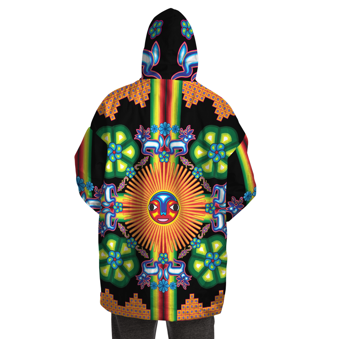 Wixarika Father Sun & Blue Deer - Cobija Hoodie