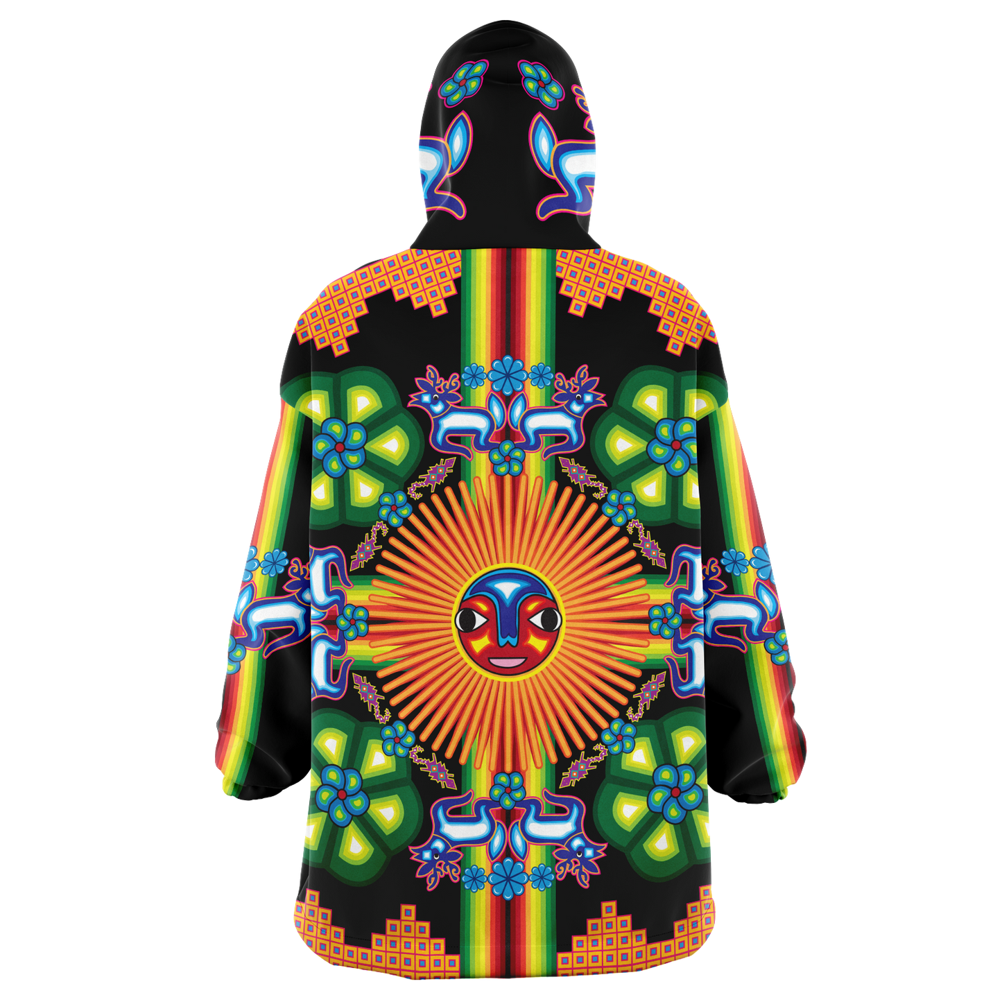 Wixarika Father Sun & Blue Deer - Cobija Hoodie