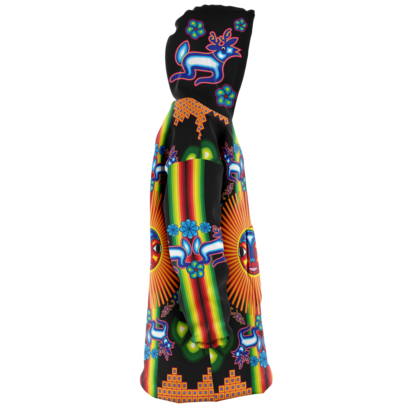 Wixarika Father Sun & Blue Deer - Cobija Hoodie