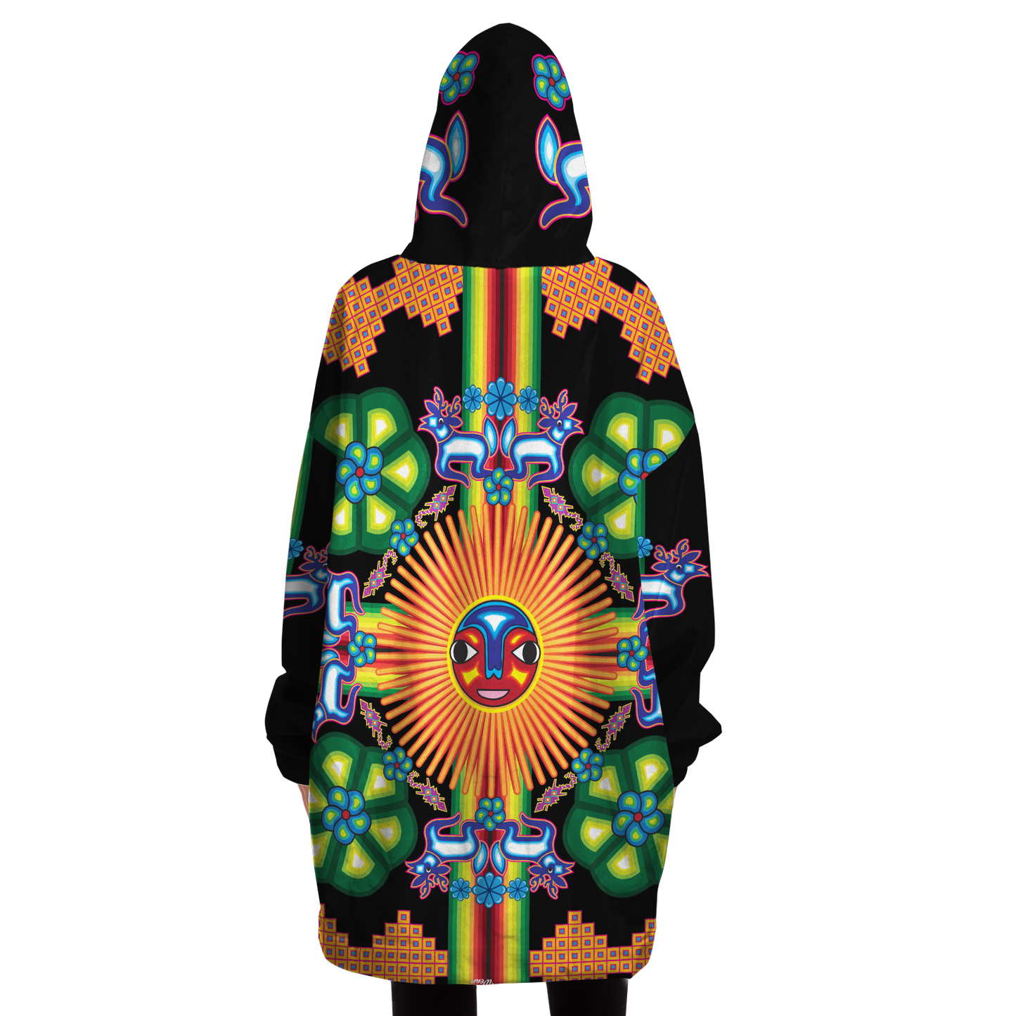 Wixarika Father Sun & Blue Deer - Cobija Hoodie