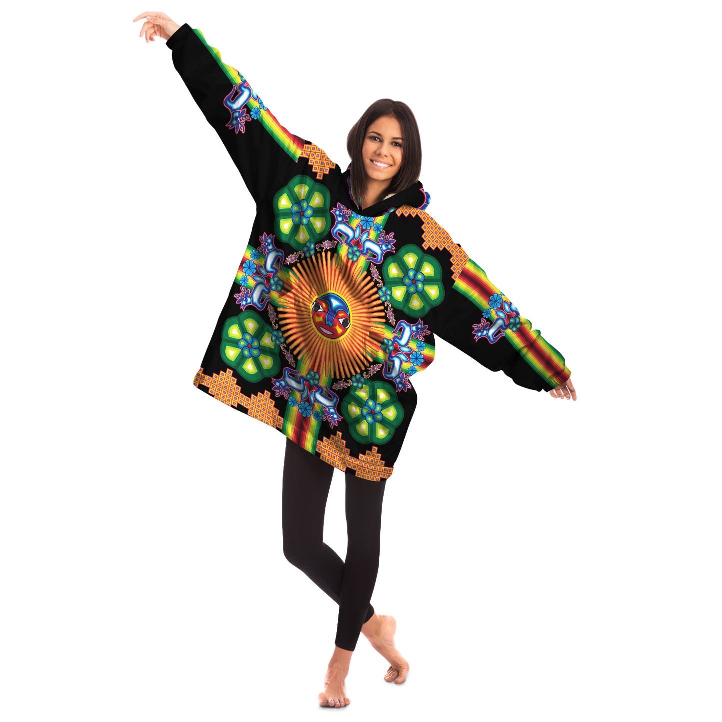 Wixarika Father Sun & Blue Deer - Cobija Hoodie