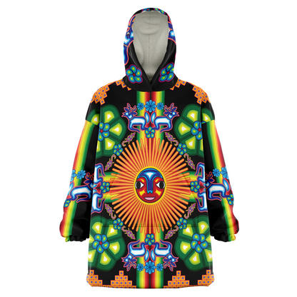 Wixarika Father Sun & Blue Deer - Cobija Hoodie