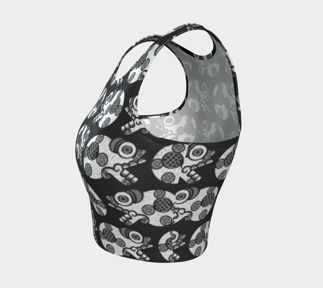Day of the Dead Black & Silver Calavera – Reversible Sparkle Cropped Tank Top