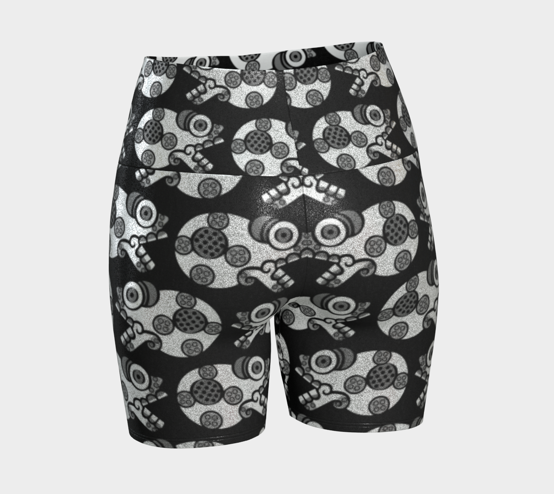 Day of the Dead Black & Silver Calavera – Sparkle Bike Shorts