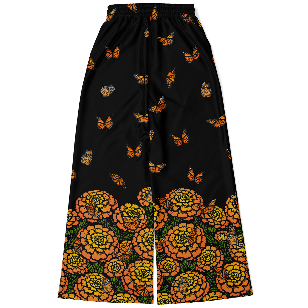 Day of the Dead Marigold & Monarch – Fleece Flare Pants