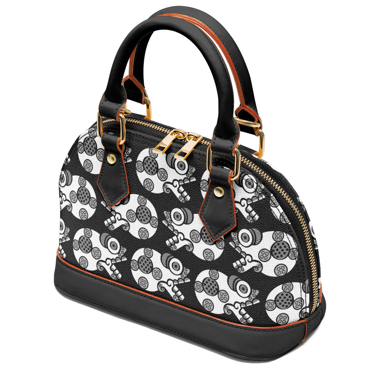 Day of the Dead Black & White Calavera – Dome Satchel Handbag