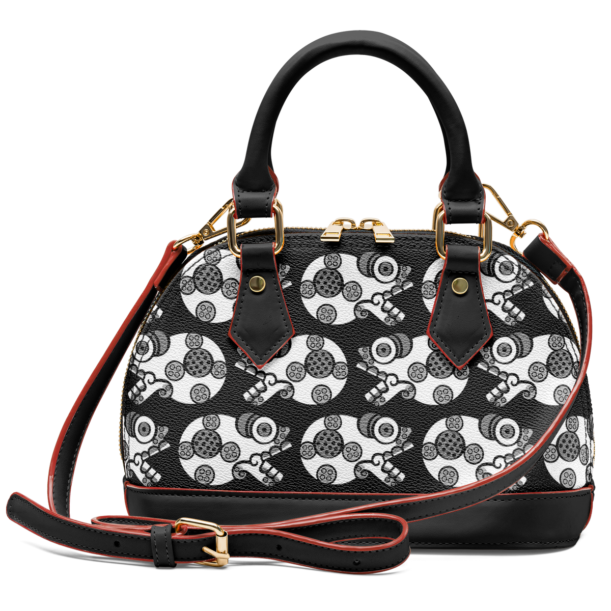 Day of the Dead Black & White Calavera – Dome Satchel Handbag