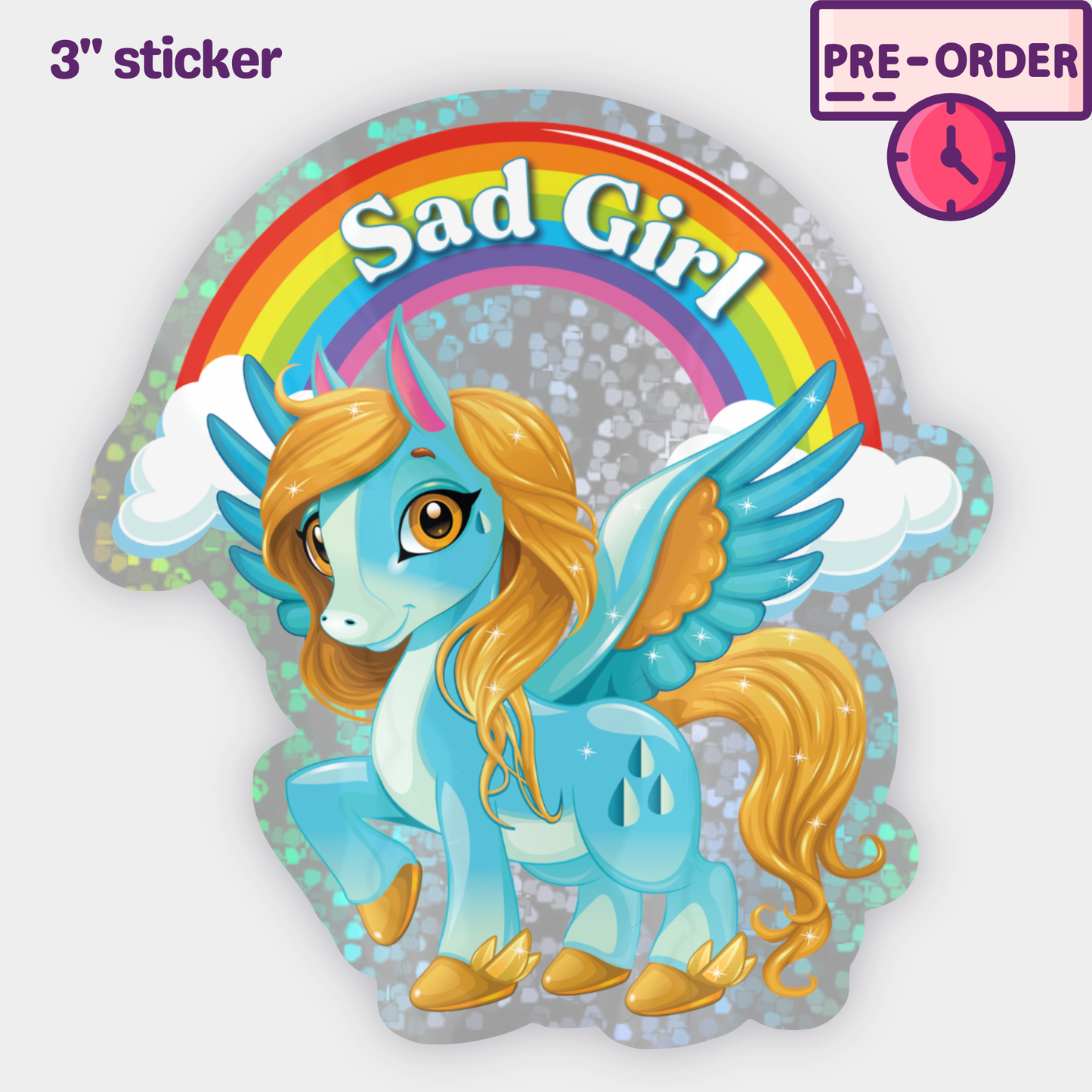 Sad Girl - Glitter Holographic Sticker [PRE-ORDER]