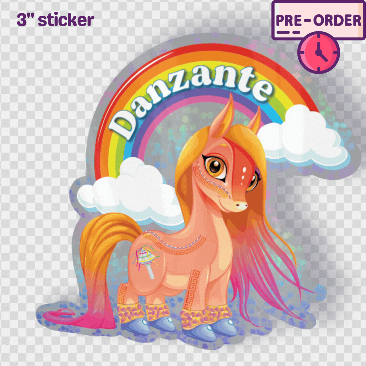 Danzante Pony - Glitter Holographic Sticker [PRE-ORDER]