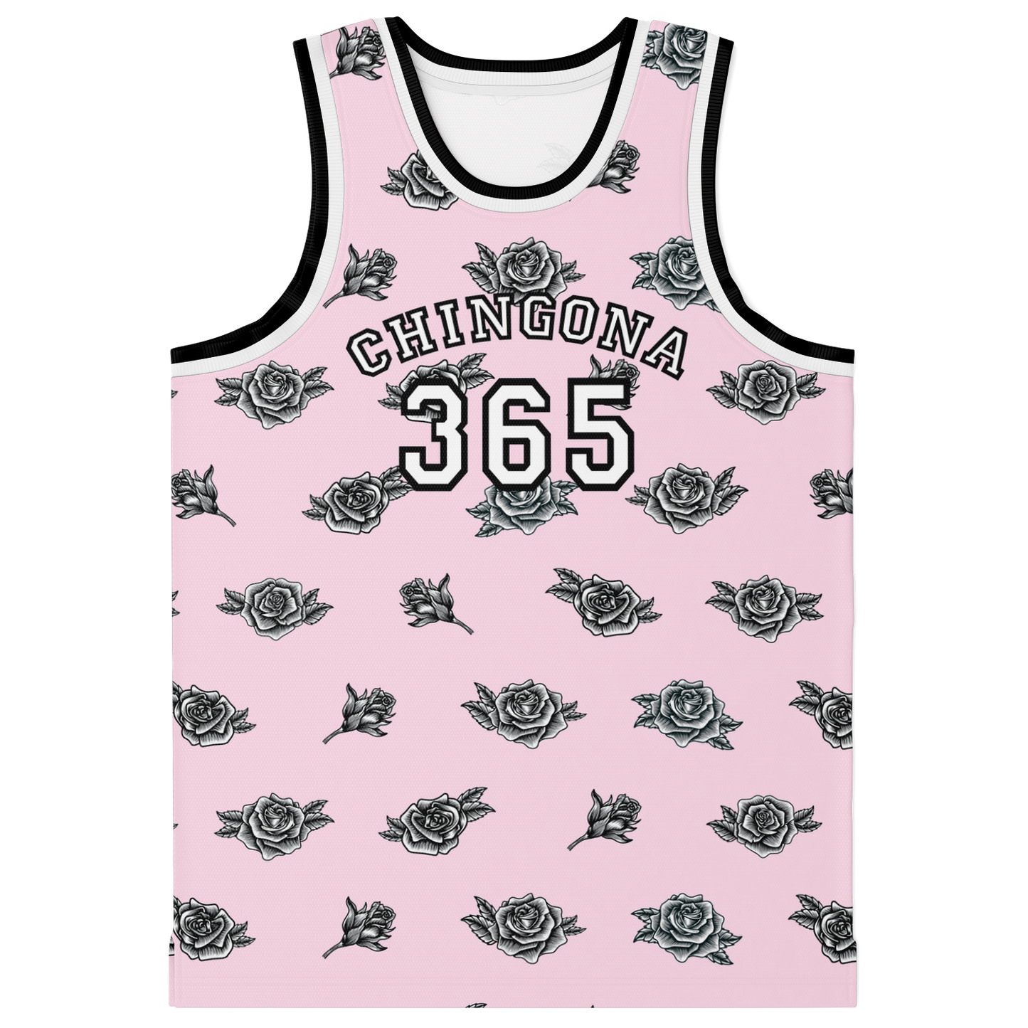 Chingona 365 with Roses - Pink Basketball Jersey