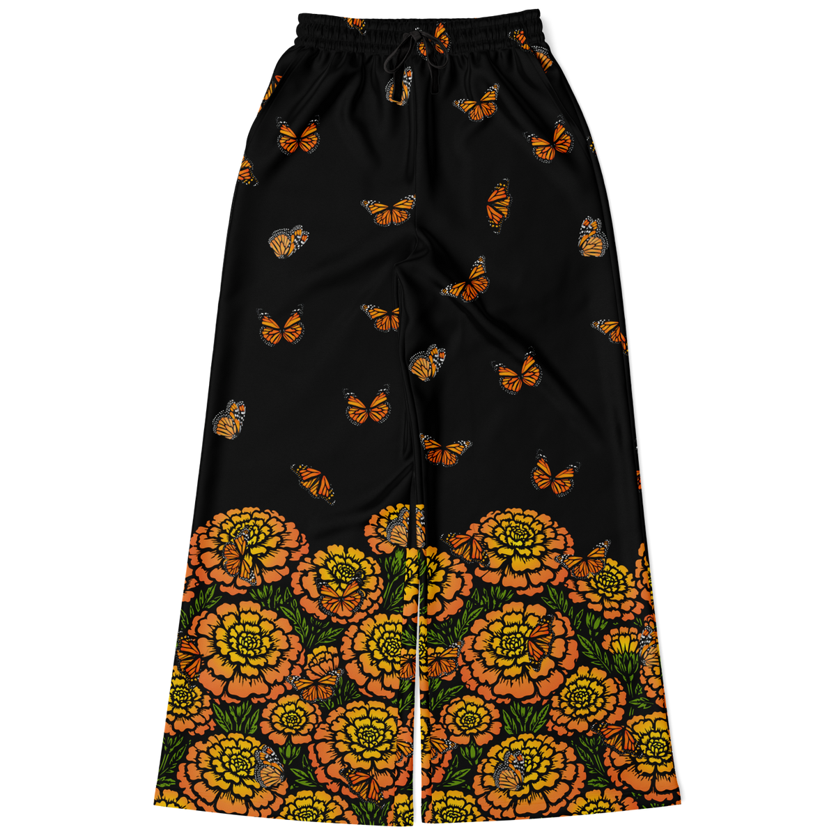 Day of the Dead Marigold & Monarch – Fleece Flare Pants