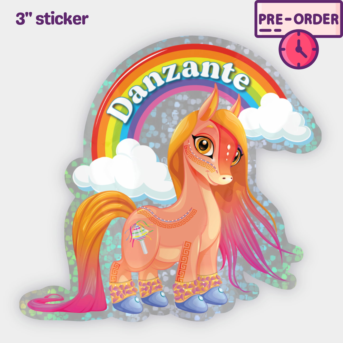Danzante Pony - Glitter Holographic Sticker [PRE-ORDER]