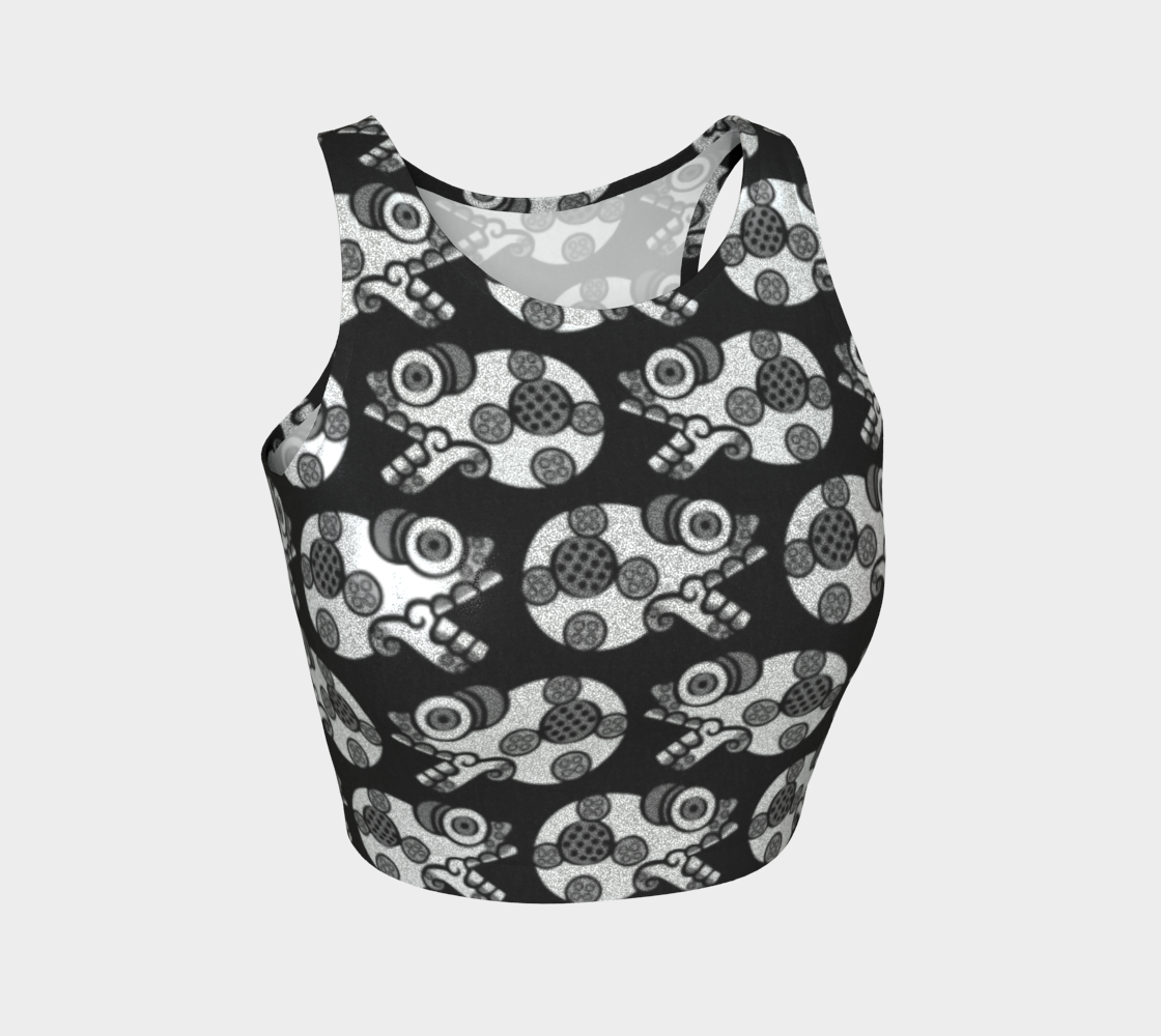 Day of the Dead Black & Silver Calavera – Reversible Sparkle Cropped Tank Top