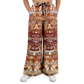 Rust & Tan Aztec Calendar - Flare Fleece Pant