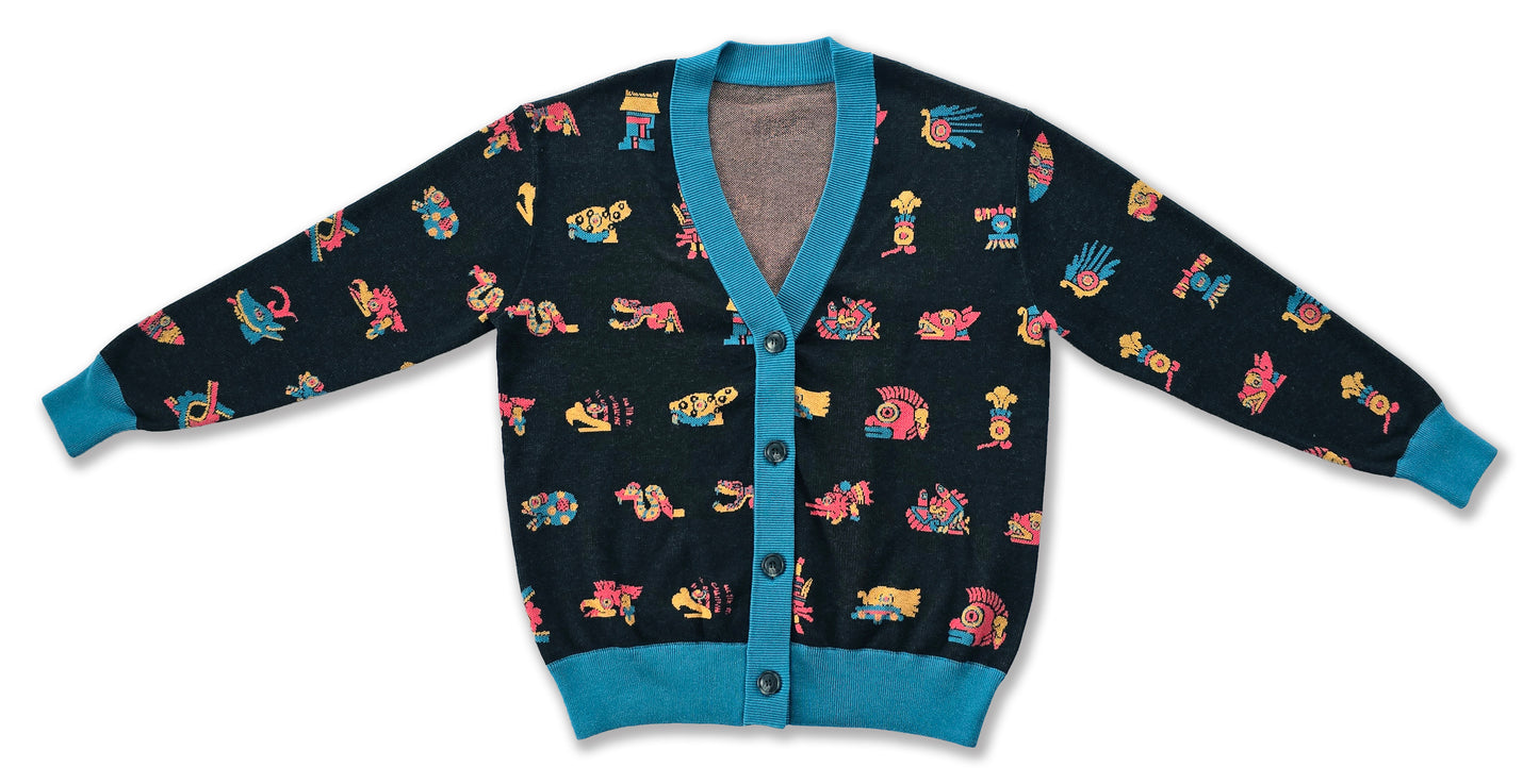 Mexica/Aztec Calendar Day Symbols (Tōnalpōhualli) - Unisex Knit Cardigan