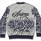 Ánimo con Roses (Blue Black Pen & Ink Style) - Unisex Knit Sweater