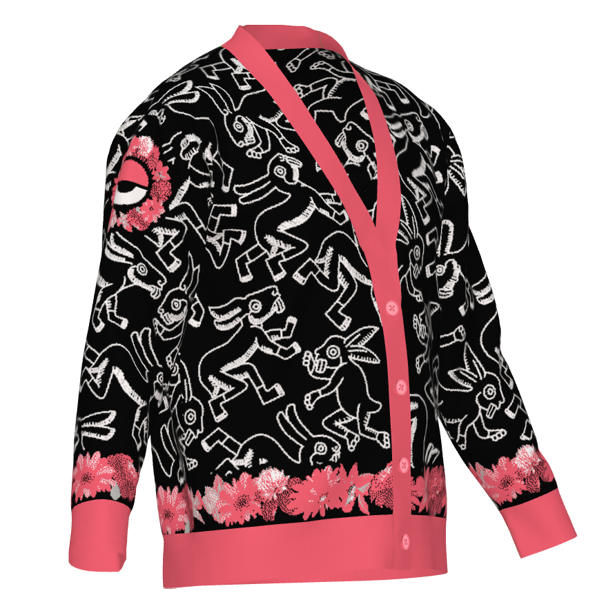 Ce Tochtli (One Rabbit, Mexica New Year 2026) - Unisex Knit Cardigan