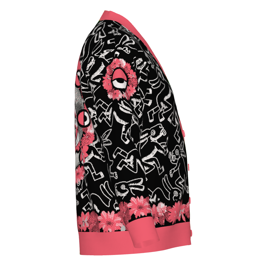 Ce Tochtli (One Rabbit, Mexica New Year 2026) - Unisex Knit Cardigan