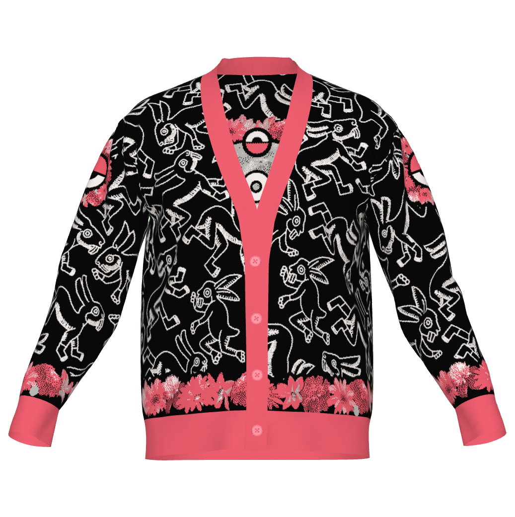 Ce Tochtli (One Rabbit, Mexica New Year 2026) - Unisex Knit Cardigan