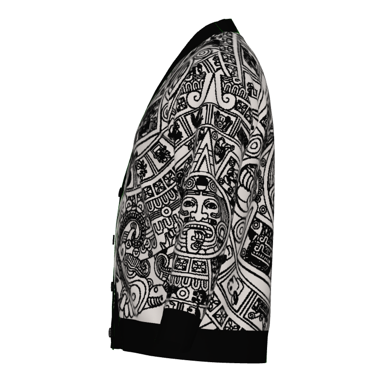 Mexica / Azteca Calendar (Black & Bone) - Unisex Knit Cardigan