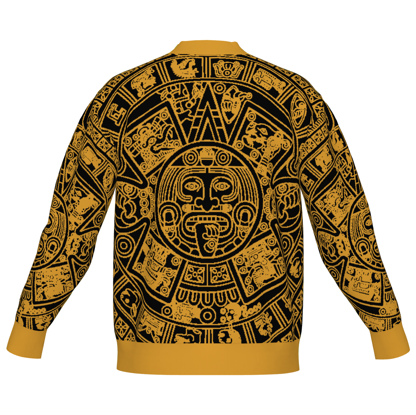 Mexica / Azteca Calendar (Golden Yellow & Black) - Unisex Knit Cardigan