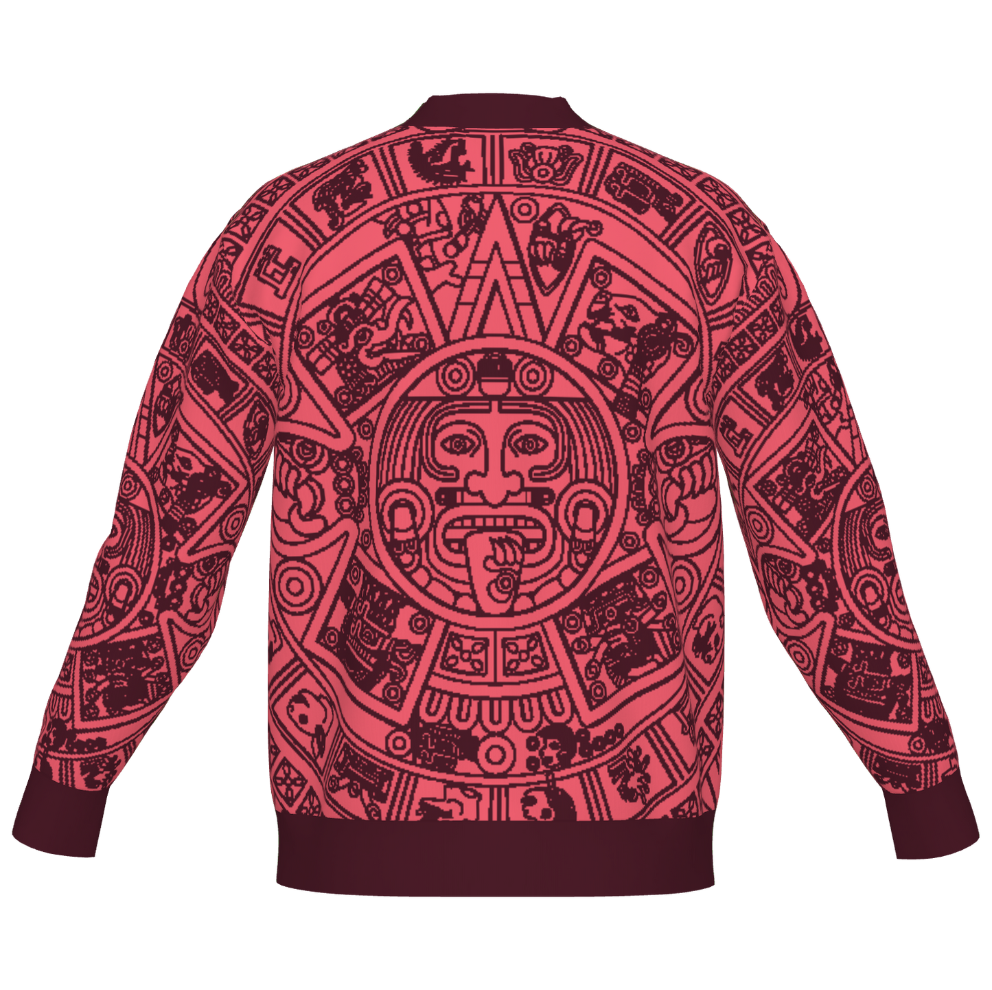 Mexica / Azteca Calendar (Maroon & Pink, Nocheztli) - Unisex Knit Cardigan