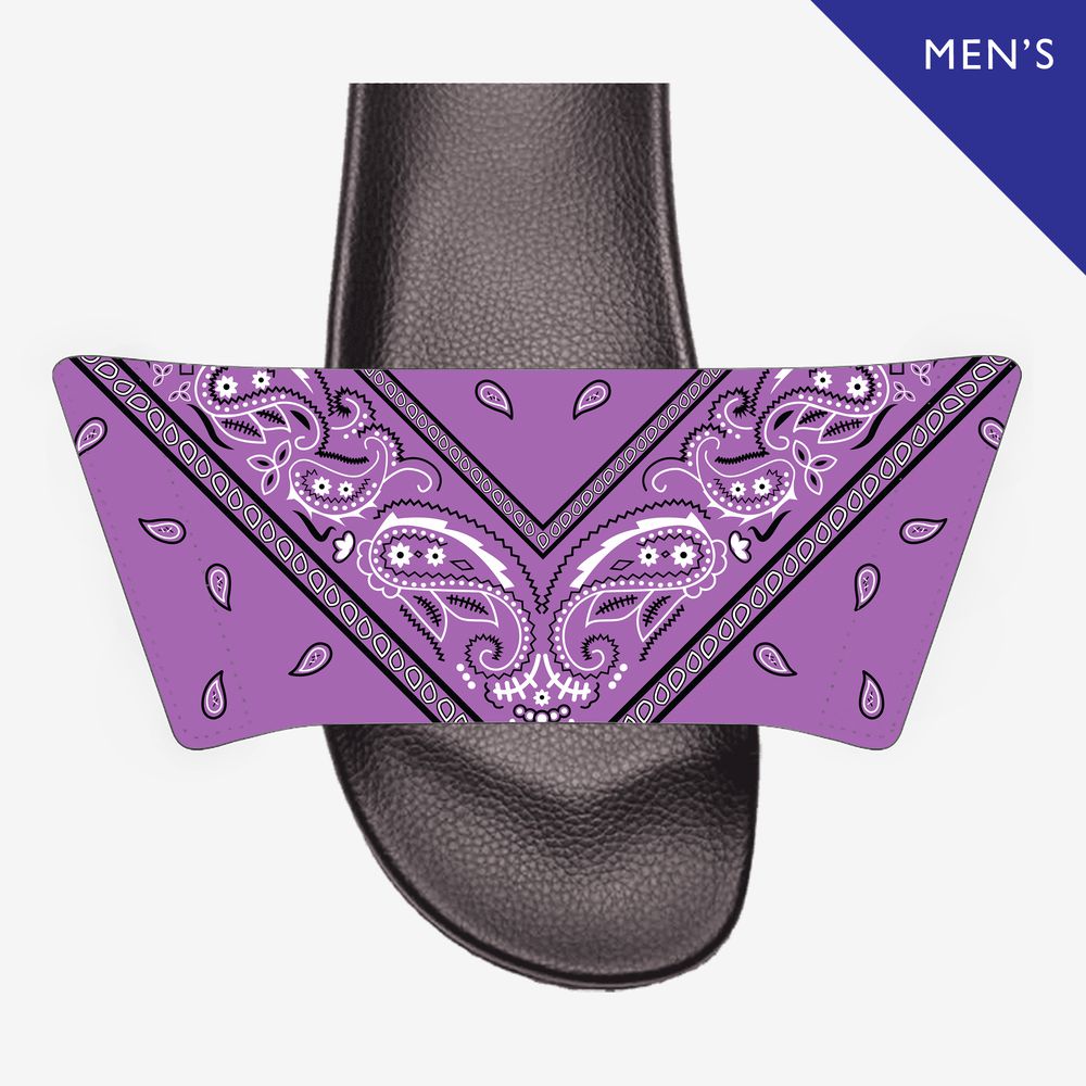 Add On Strap for Men's Slides - Bandana Designs (Choose Purple, Orchid, Red)