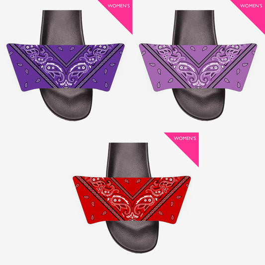 Add On Straps for Women's Slides - Bandana Designs (Choose Purple, Orchid, Red)