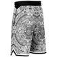 Aztec Calendar (Black & White) 2025 - Unisex Basketball Shorts