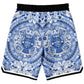 Aztec Calendar (Blue & White) 2025 - Unisex Basketball Shorts