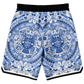 Aztec Calendar (Blue & White) 2025 - Unisex Basketball Shorts