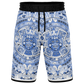 Aztec Calendar (Blue & White) 2025 - Unisex Basketball Shorts