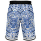 Aztec Calendar (Blue & White) 2025 - Unisex Basketball Shorts