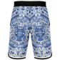 Aztec Calendar (Blue & White) 2025 - Unisex Basketball Shorts