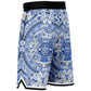 Aztec Calendar (Blue & White) 2025 - Unisex Basketball Shorts