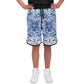 Aztec Calendar (Blue & White) 2025 - Unisex Basketball Shorts
