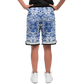 Aztec Calendar (Blue & White) 2025 - Unisex Basketball Shorts
