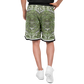 Aztec Calendar (Olive Green, Black, White) 2025 - Unisex Basketball Shorts