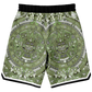 Aztec Calendar (Olive Green, Black, White) 2025 - Unisex Basketball Shorts