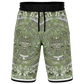 Aztec Calendar (Olive Green, Black, White) 2025 - Unisex Basketball Shorts