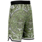Aztec Calendar (Olive Green, Black, White) 2025 - Unisex Basketball Shorts