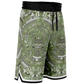 Aztec Calendar (Olive Green, Black, White) 2025 - Unisex Basketball Shorts