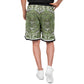 Aztec Calendar (Olive Green, Black, White) 2025 - Unisex Basketball Shorts