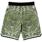 Aztec Calendar (Olive Green, Black, White) 2025 - Unisex Basketball Shorts
