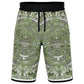 Aztec Calendar (Olive Green, Black, White) 2025 - Unisex Basketball Shorts