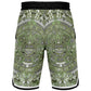 Aztec Calendar (Olive Green, Black, White) 2025 - Unisex Basketball Shorts