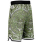 Aztec Calendar (Olive Green, Black, White) 2025 - Unisex Basketball Shorts