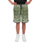 Aztec Calendar (Olive Green, Black, White) 2025 - Unisex Basketball Shorts